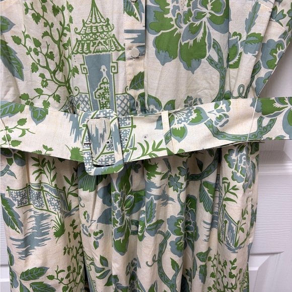 Spartina Green and Cream Floral Midi Dress - Picture 6 of 9